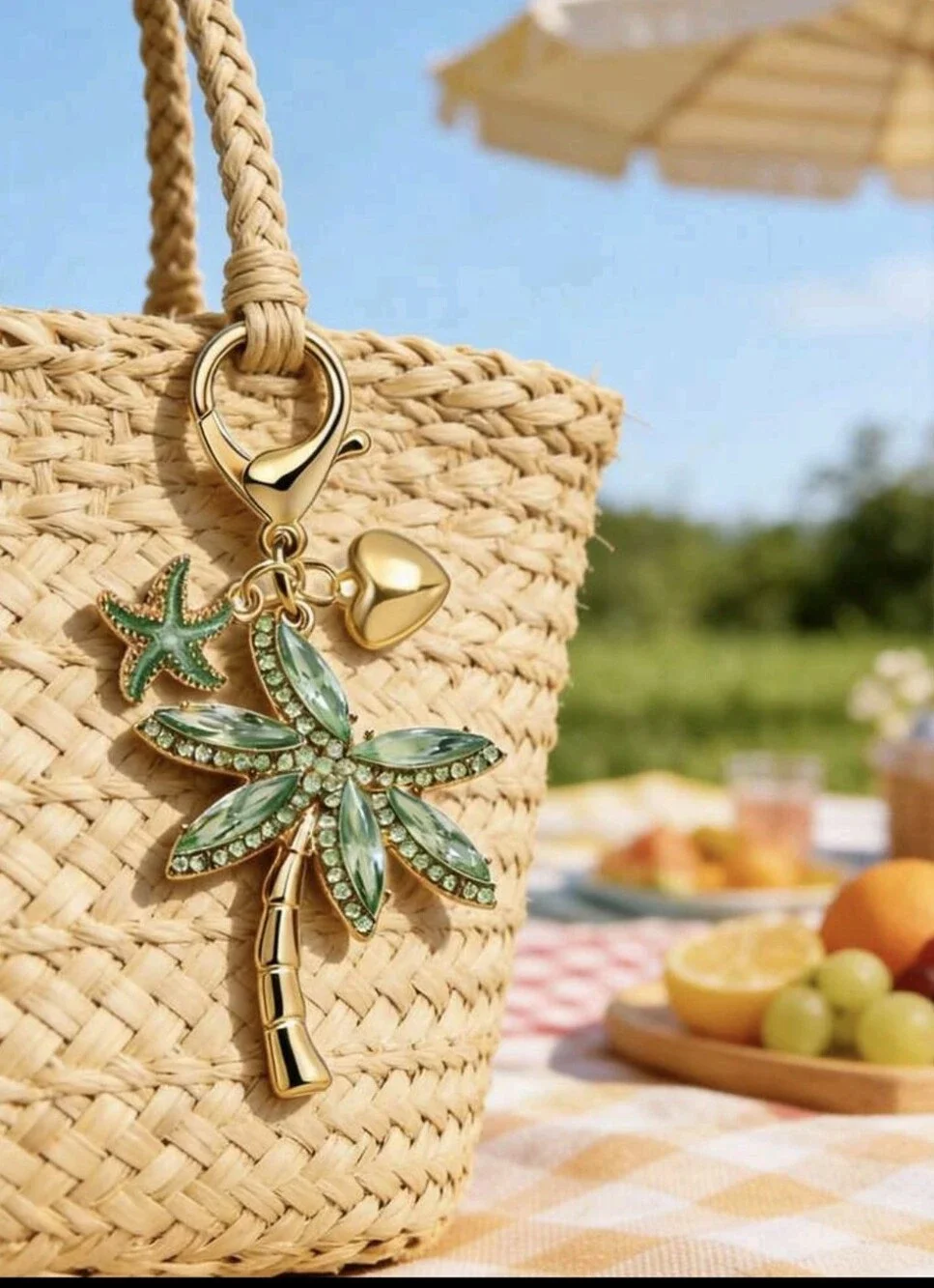 Palm Tree Tropical Beach Theme Bag Charm/ Keychain NEW